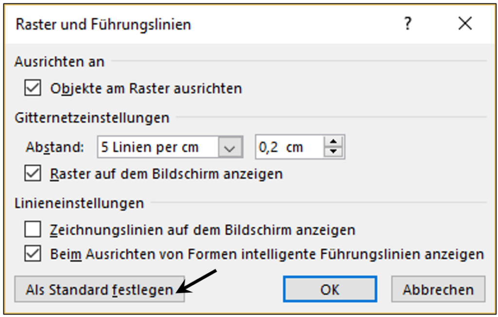 Raster und Führungslinien als Standard festlegen ENTDECKE digital GmbH